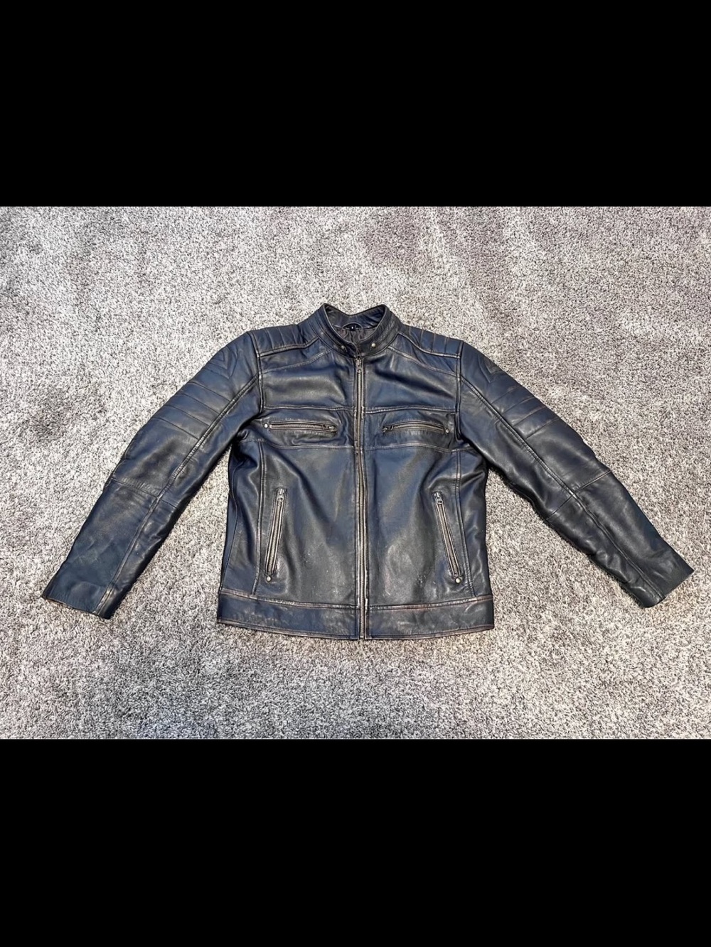 Men’s Distressed Vintage Style Cafe Racer Genuine Leather Biker Jacket